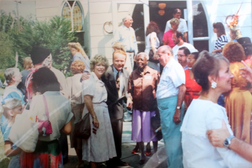 Lafayette people in front of church