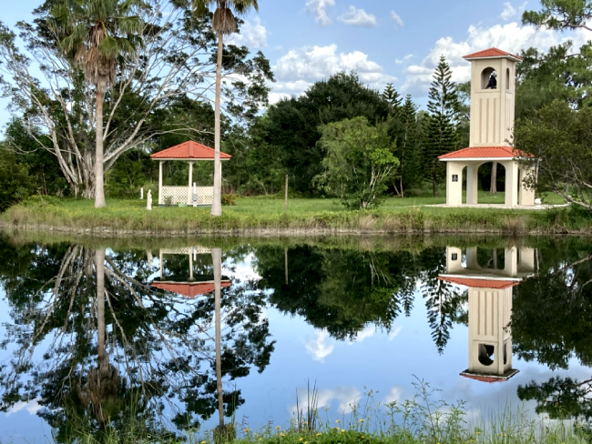 Bell tower gazebo reflections